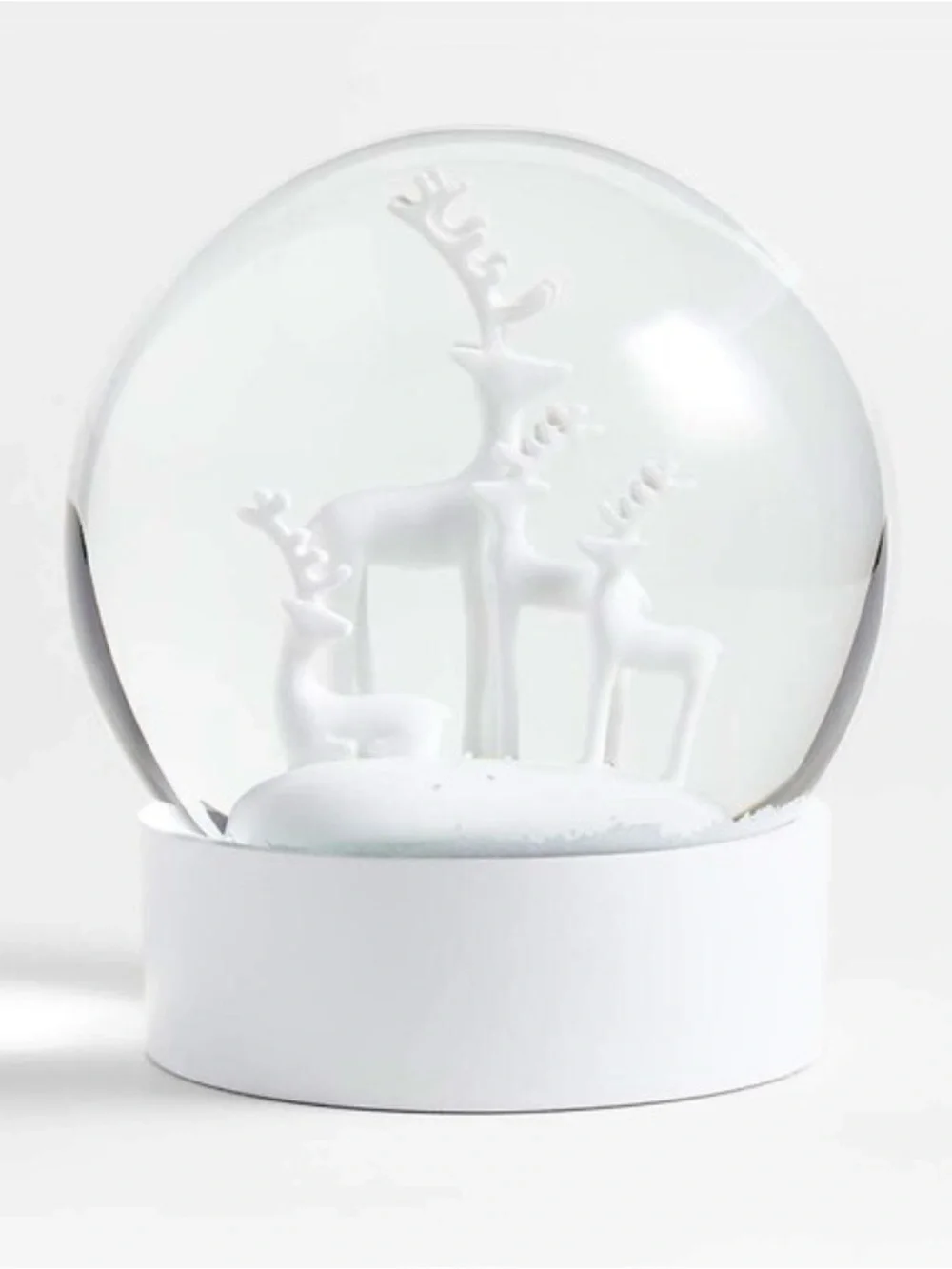 ISO ONLY!!! Crate&Barrel White Reindeer Snow Globe